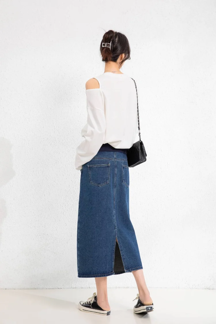 Spring Fashion Pregnant Women Leisure Skirts High Waist Maternity Belly Skirts Long Loose Pregnancy Denim Clothes
