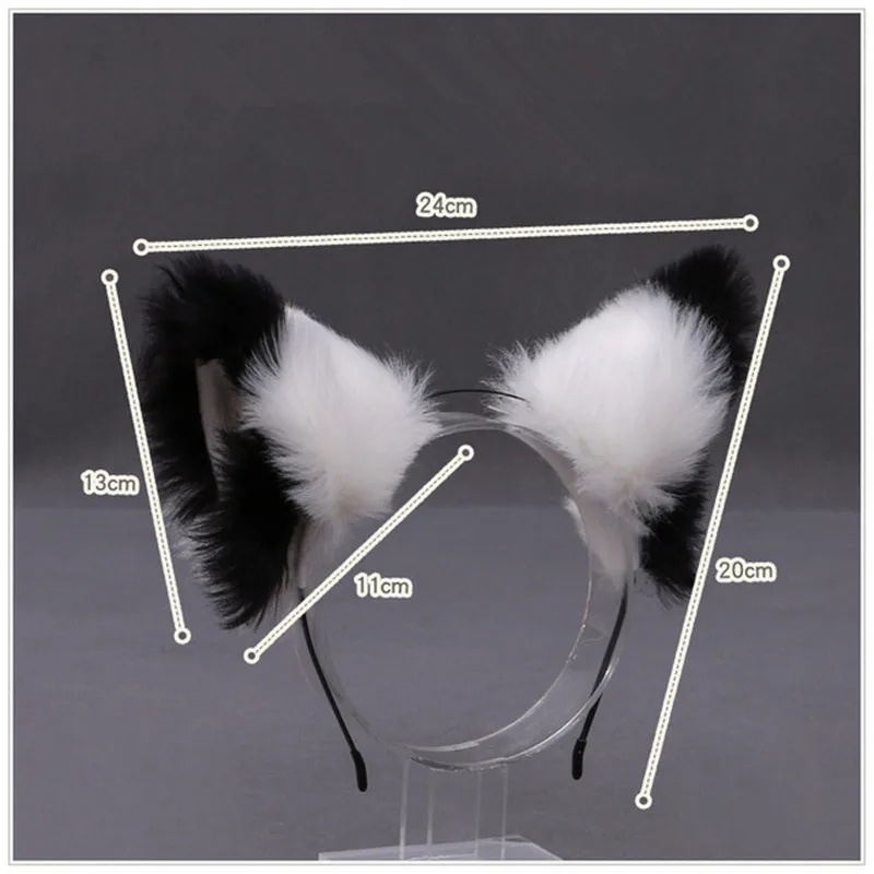 Lolita Cosplay Cat Ears Headband Anime Dance Party Costume Wolf Fox Ear Plush Hairband Girls Kawaii Hair Accessories Props anime cosplay props