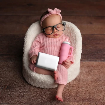 Set per Fotografia Neonati in Maglia Waffle con Fascia per Capelli, Abbigliamento Casual per Servizi Fotografici di Neonati