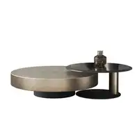 Tables basses en métal modernes simples pour la maison, meubles de salon, table basse en verre, design léger, table basse ronde de luxe 3