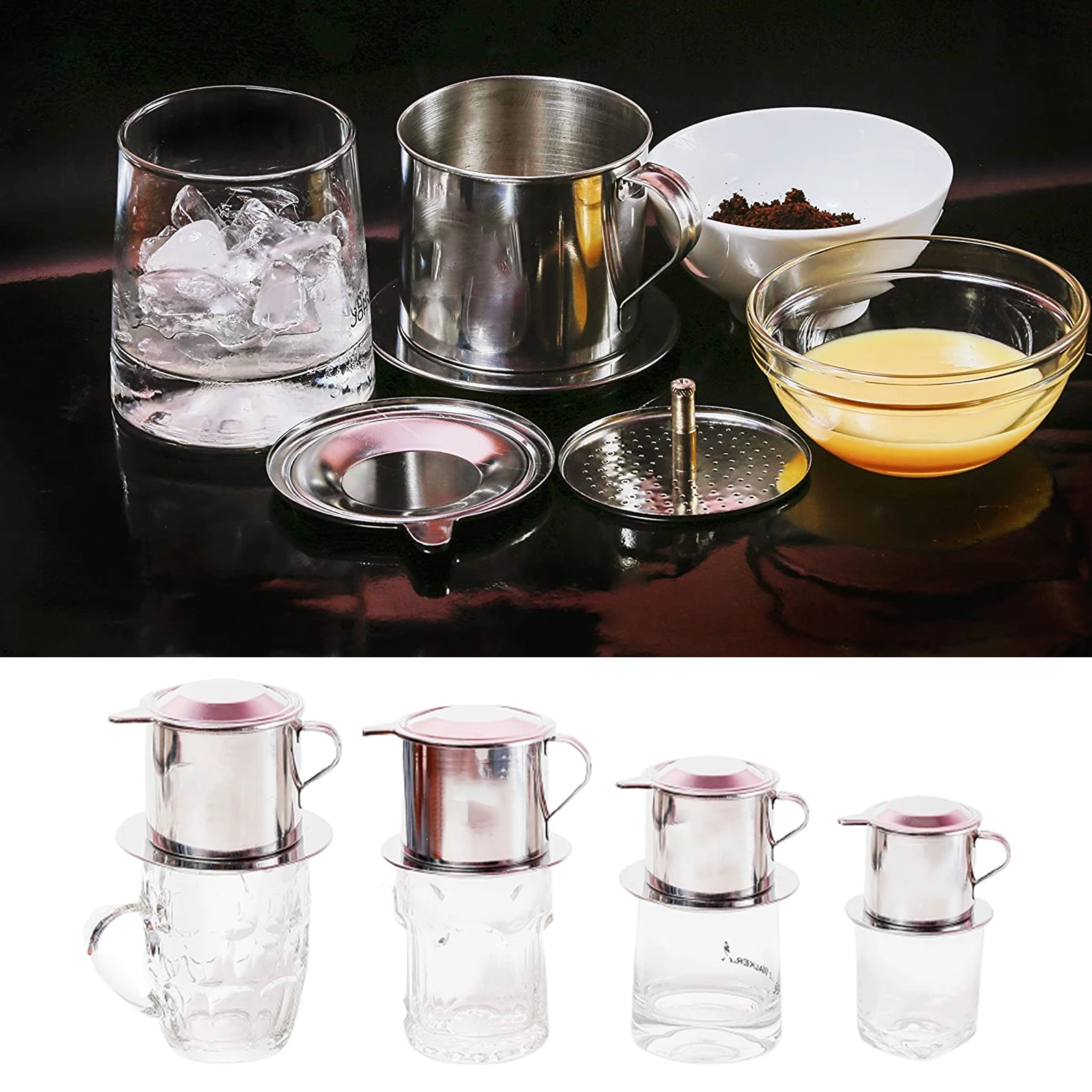 Vietnamese Coffee Filter Stainless Steel Maker Pot Portable Home Office Travel Camping Durable 115/135 165/310ML