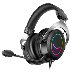 FIFINE Gaming Headset with Dynamic RGB, MIC, and Ultra-Soft Memory Foam Ear Pads (Black)