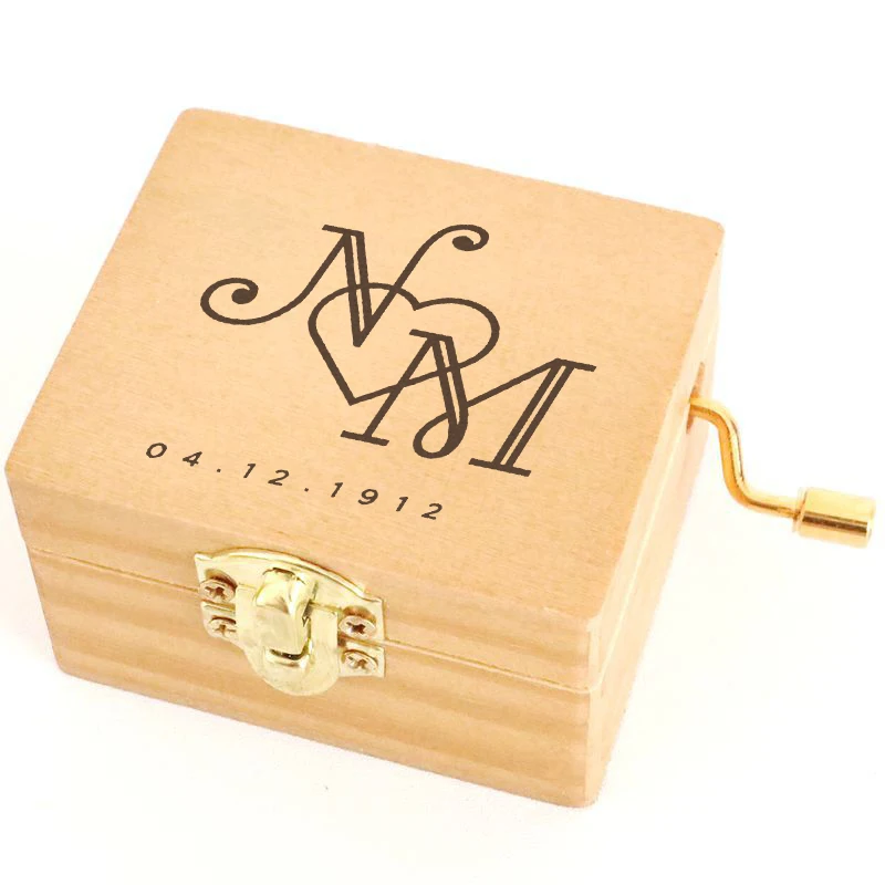 Father's Day Personalized Lovers Initials Music Box Music Available Music Box Wood Engraved Loving Music Boxes music box graduation music box music available custom engraved wood gifts for dad music box personalized wooden gifts