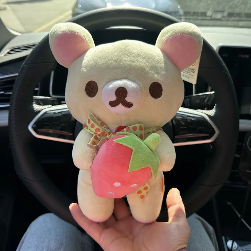 Rilakkuma 봉제 인형, 귀여운 동물 딸기, 귀여운 곰 인형, 쿠마 봉제 인형, 카와이 방 장식 장난감, 어린이 자동차 등받이 선물