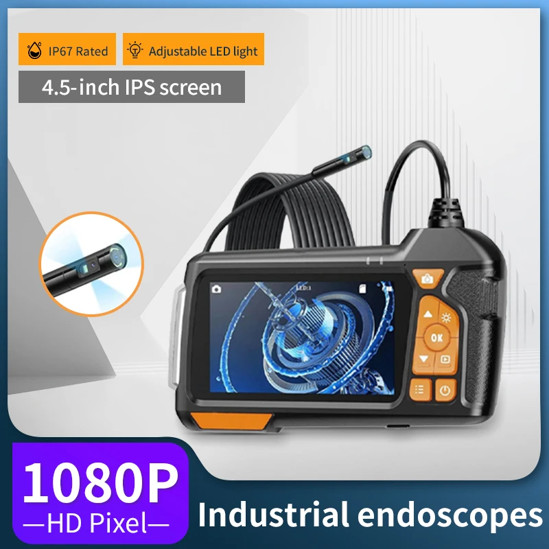 

M40 Industrial Pipe Endoscope 4.5-inch Screen Camera HD 1080P Waterproof LP67/5.5mm~8mm/Car Engine Sewer Inspection And Repair