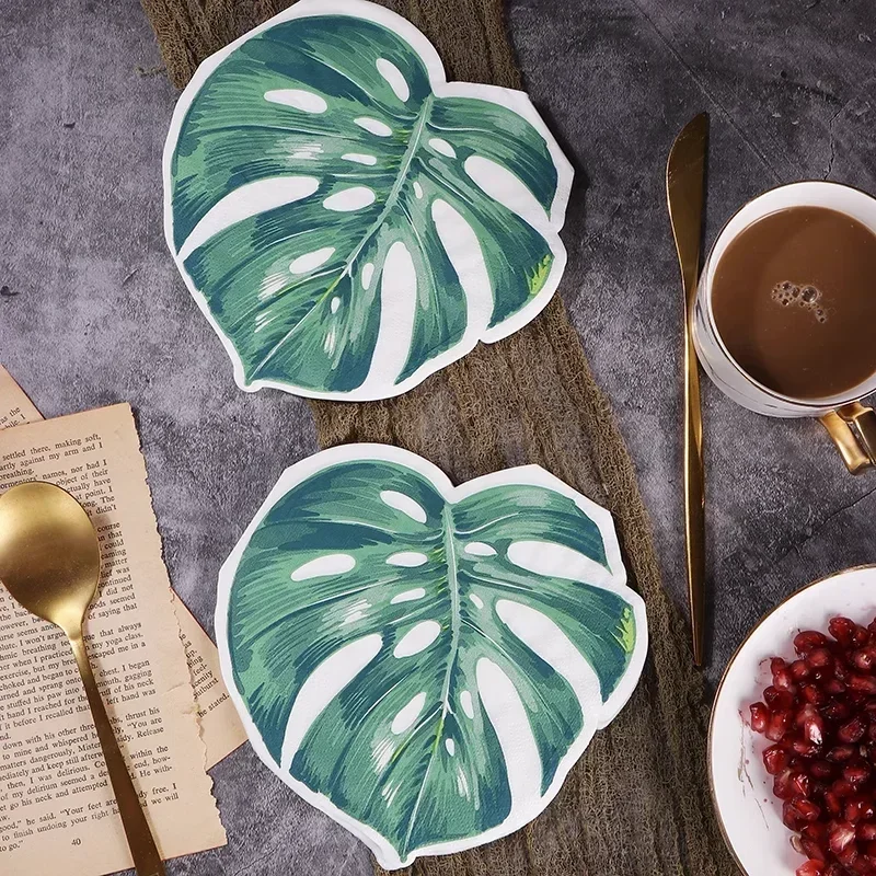 20pcs/pac 2-Ply Shaped Turtle Back Leaf Printing Paper Napkins Cut Edge Color Napkins Paper Placemat Party Decoupage paper napkins disposable paper placemats
