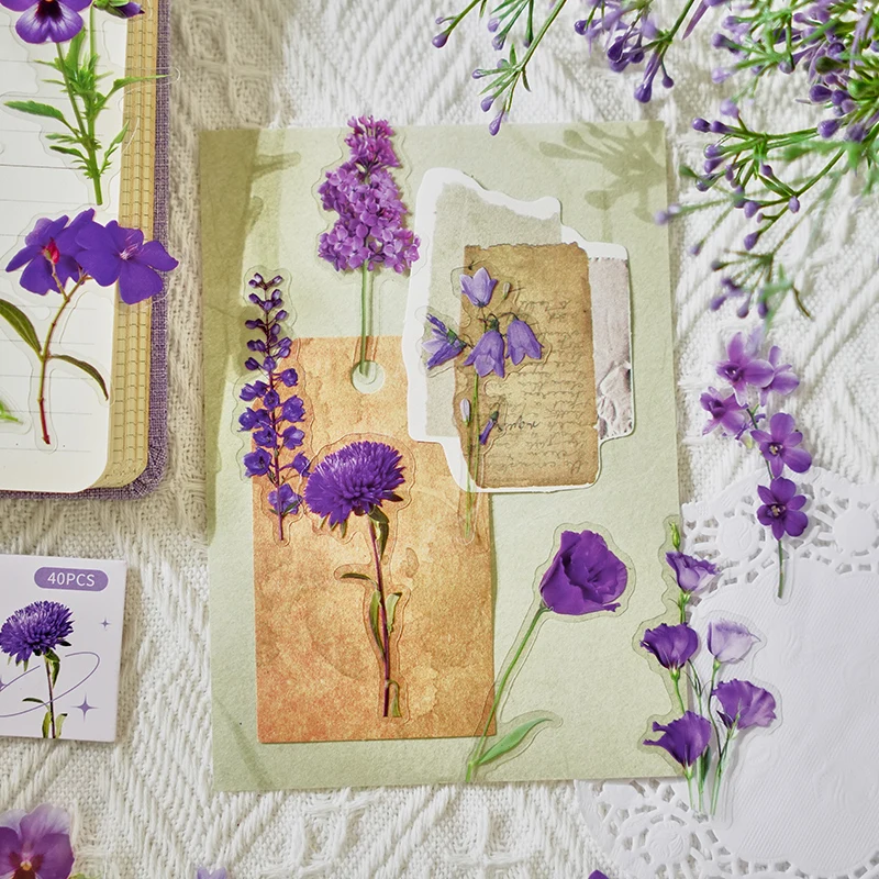 Decorative Stickers 40pcs plant collection Green Leaf Scrapbooking Label Diary Stationery Album Phone Cup Journal Planner