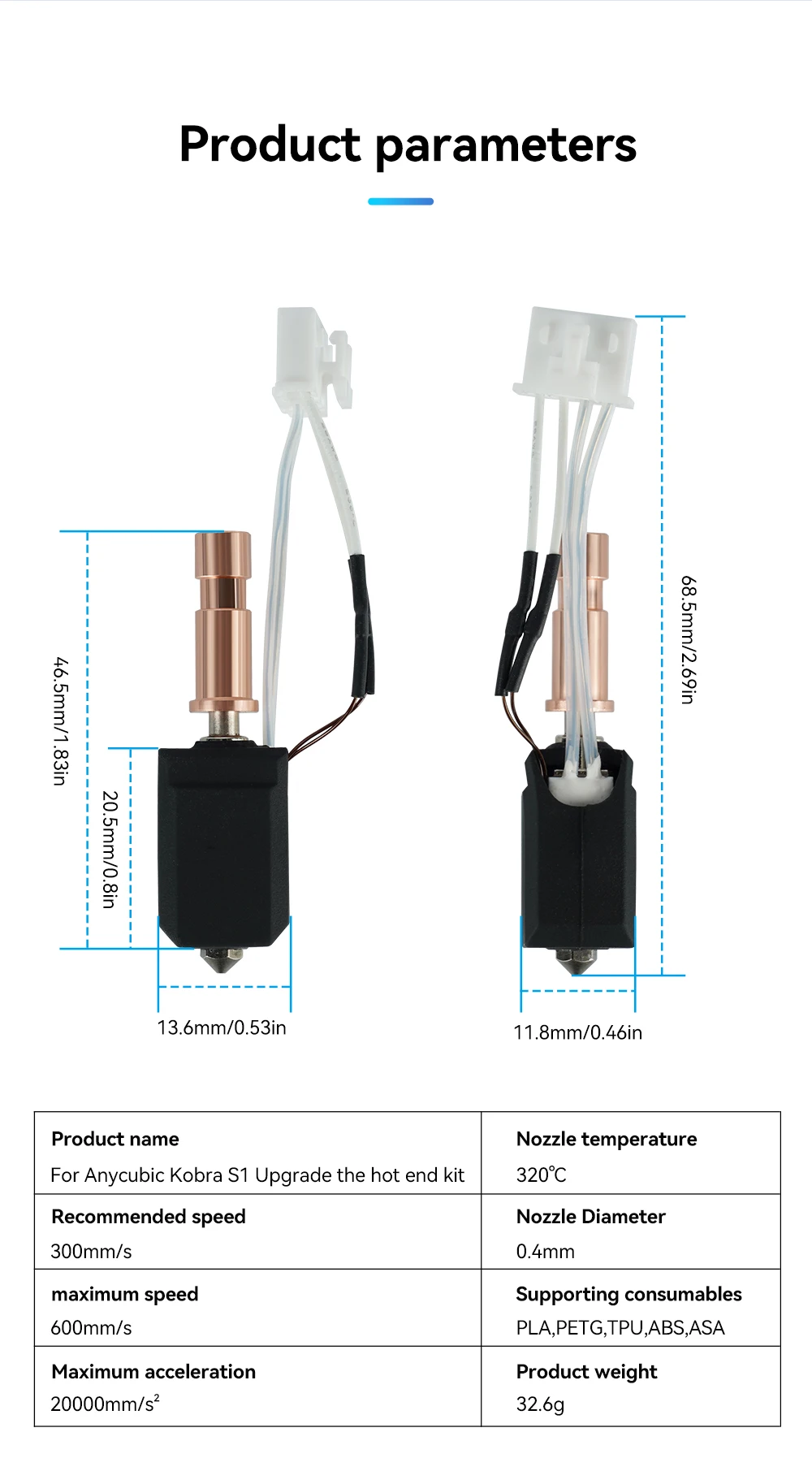 Für Anycubic Kobra S1 Hotend Upgrade Keramik Heizdüse Kobra S1 Combo Hotend 24V 48W Schnelle Heizung Kobra S1 Zubehör – Detail 9