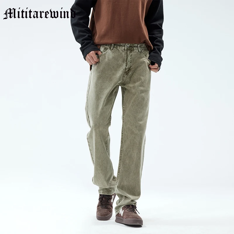 

Casual Denim Jeans Men's Loose Straight High Street Pants Youth Vintage Washed American Style High Street Fashion Trousers Y2k
