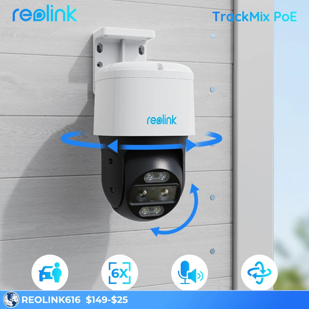 Reolink Trackmix Poe 4k Security Outdoor Camera Duallens Motion