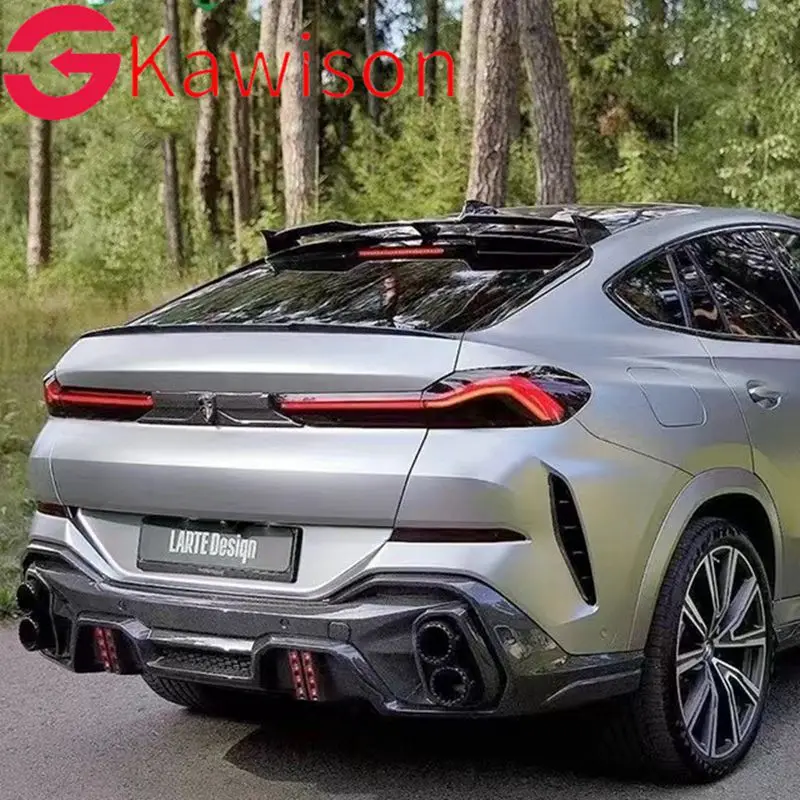 BMW X6 X6M G06 F96 2020 21 22 23 용 탄소 섬유 자동차 후면 지붕 창 트렁크 뚜껑 스포일러 윙 블랙 외부 튜닝 액세서리