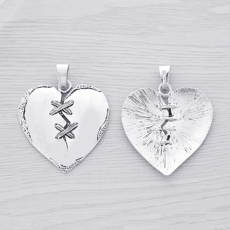 Ciondolo A Cuore Grande In Acciaio Inox Placcato Argento - Pendente Per Collane, Regalo Per Lei, Dimensioni 2.1 X 2 Cm