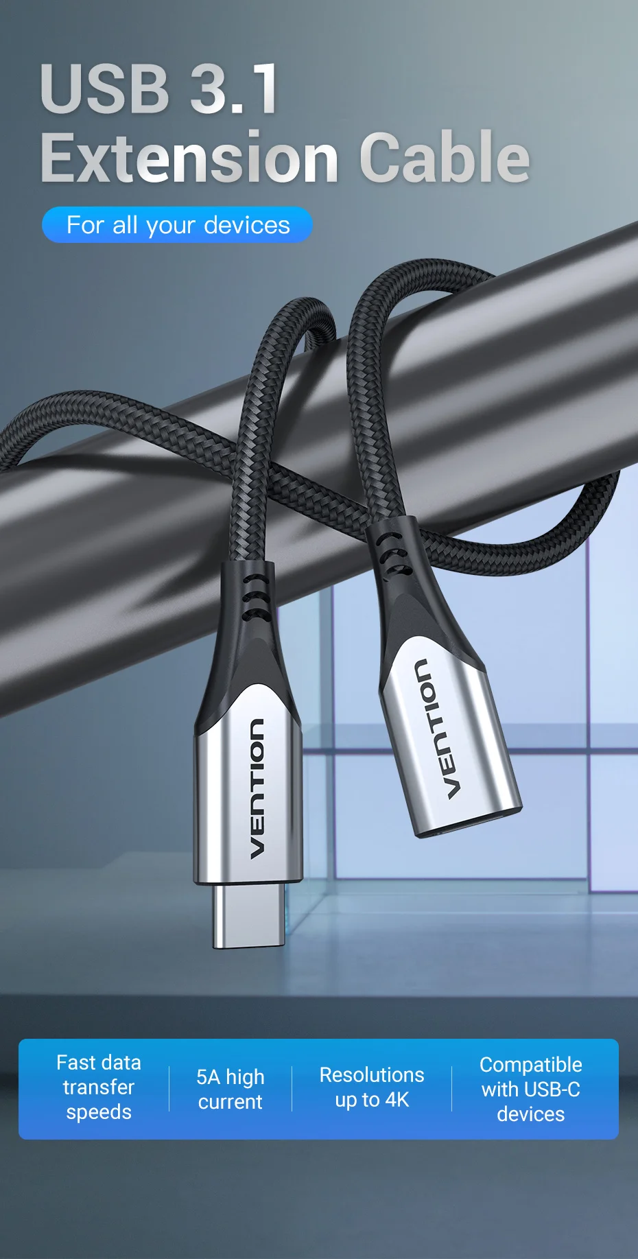 VENTION-USB Cabo de Extensão Tipo C para