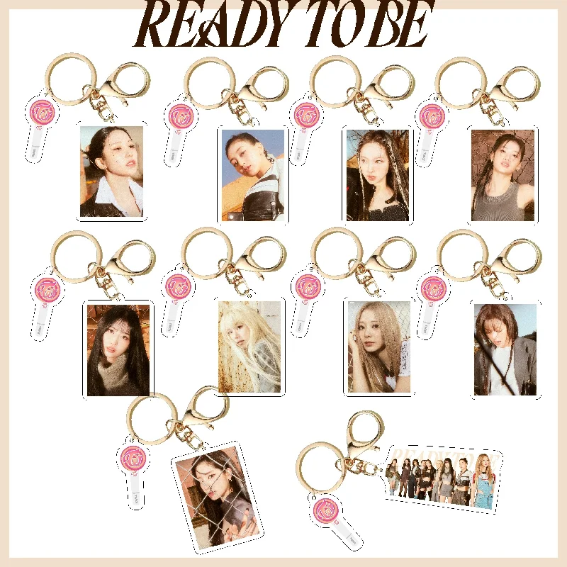 

KPOP TWICE New Album READYTOBE Pendant Keychain MOMO Nayeon Sana HD Transparent Acrylic Keyring Package Pendant Fans Gifts