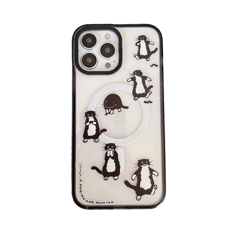 

MagSafe Acrylic Black Cat Phone Case Cover for IPhone 11 12 13 14 15 Pro Max Case for IPhone 15 Pro Max