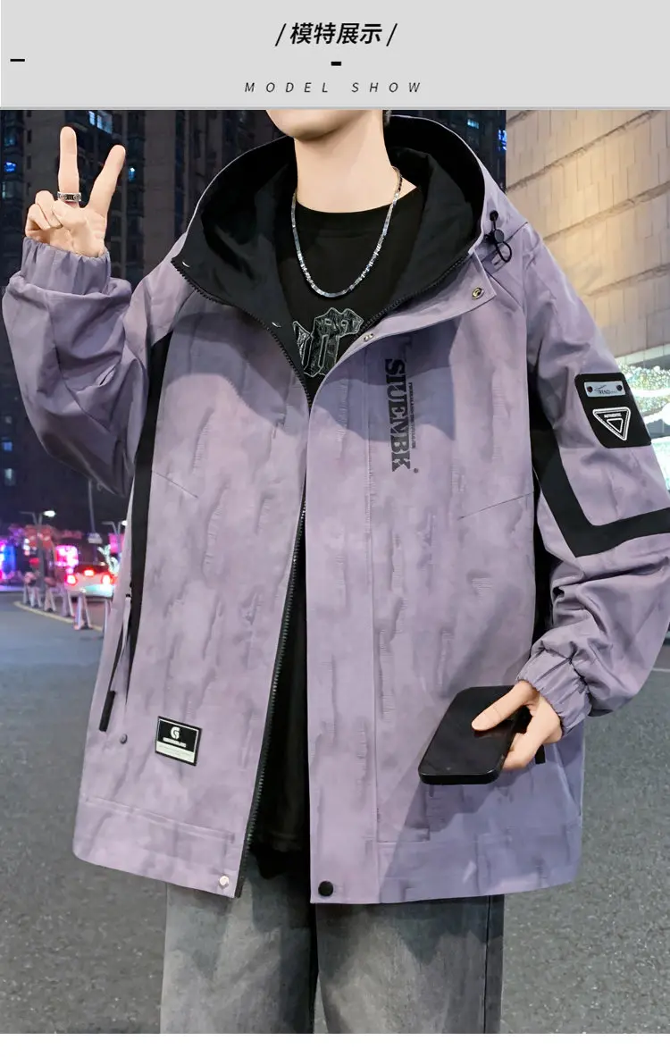 Mode 2026 Frühling Herbst Herren Casual Kapuzenjacken Streetwear Winddichte Mäntel Jugend Outdoor Übergröße 4XL Kapuzenoberteil Kleidung – Detail 8