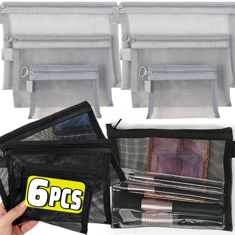 1/3pcs Mesh Clear Cosmetic Bags Small Large Black Makeup Bag Portable Travel Toiletry Organizer Case Lipstick Storage Pouch 1