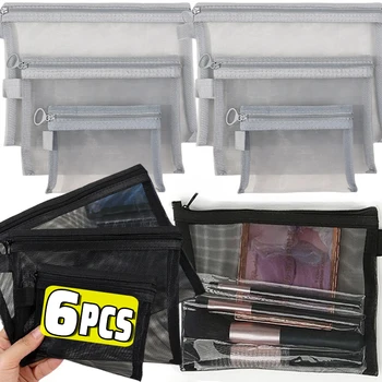 1/3pcs Mesh Clear Cosmetic Bags Small Large Black Makeup Bag Portable Travel Toiletry Organizer Case Lipstick Storage Pouch 1