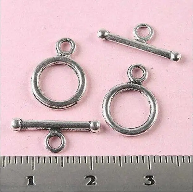 

30sets RING：13.5x9.9mm bar is 15.6mm Tibetan silver round toggle clasps h1785