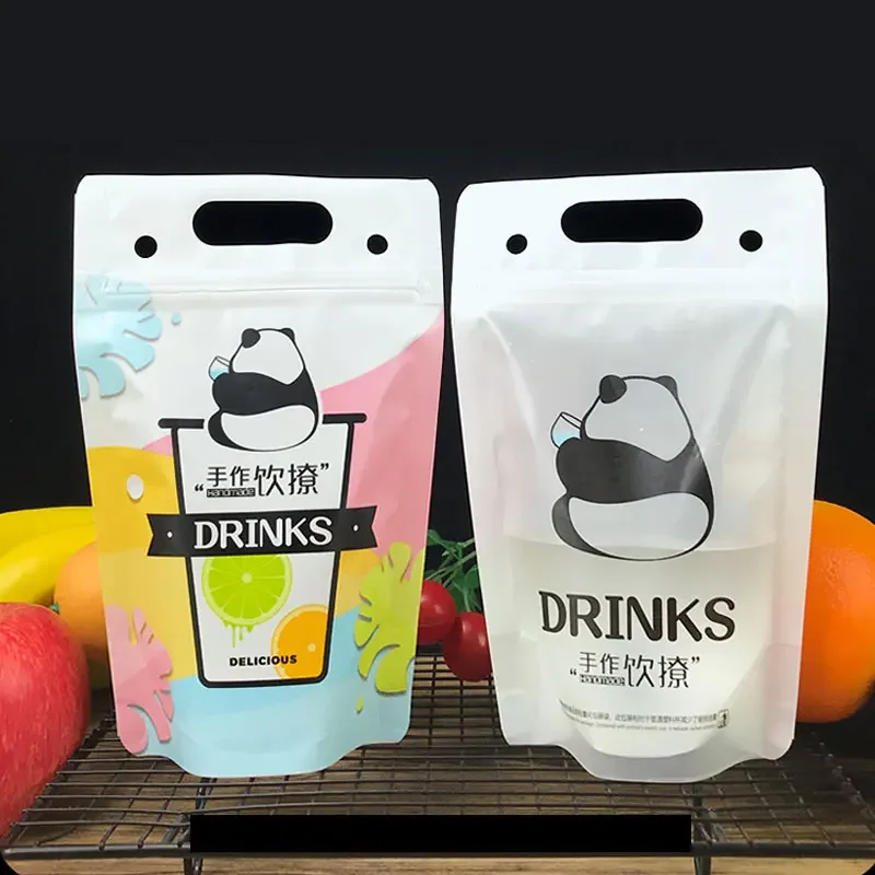 

Disposable Beverage Bags Portable Cold and Heat Resistant Straw Seal Milk Tea Pack Self-supporting Bag Fruit Juice Packaging Bag