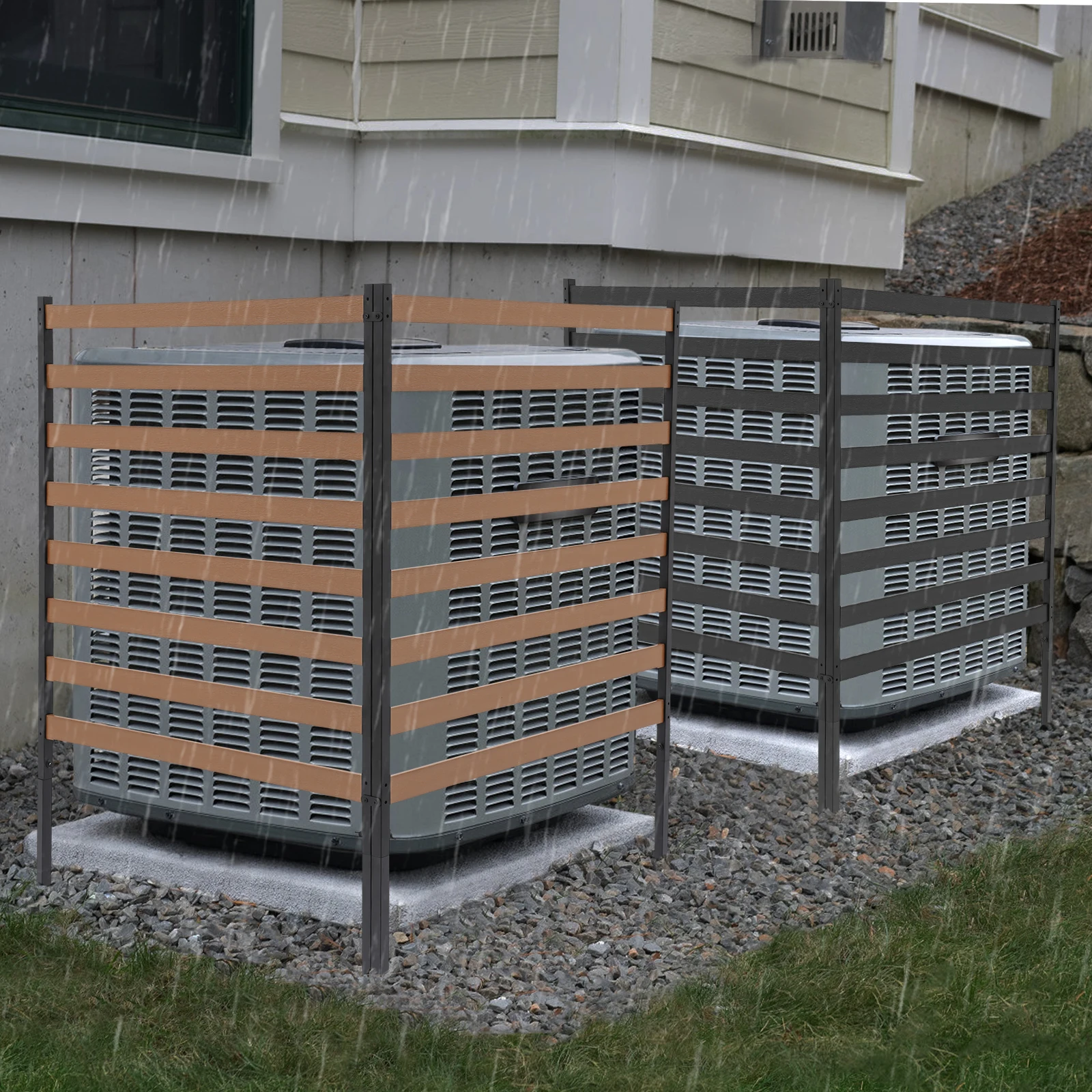 Steel Air Conditioner Fence Spaced Slat 38.78*51.18In Fence Panels Outdoor Enclosure Panels Home Decoration Privacy Equipment
