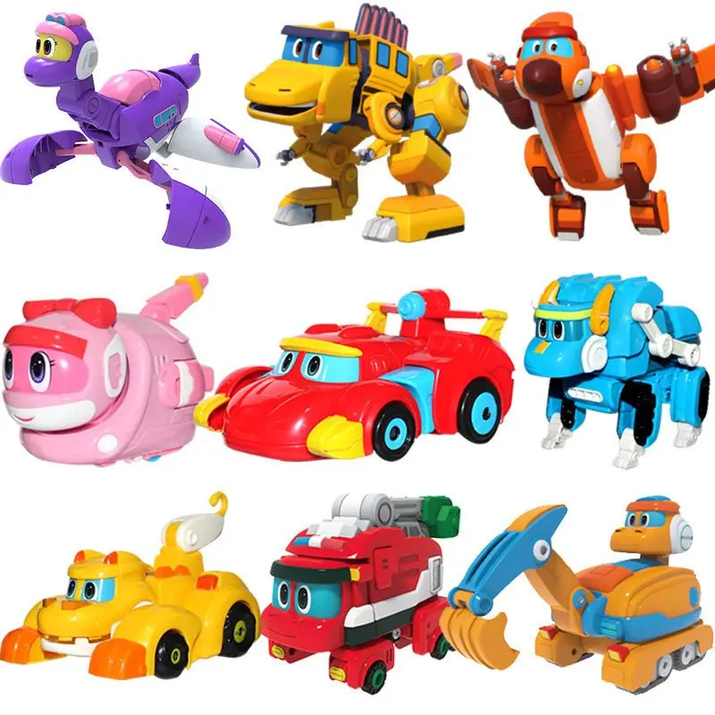 Figuras de acción Min Gogo Dino ABS para niños, juguetes de dinosaurios de transformación, coche/avión, REX/PING/VIKI/TOMO, regalo más nuevo