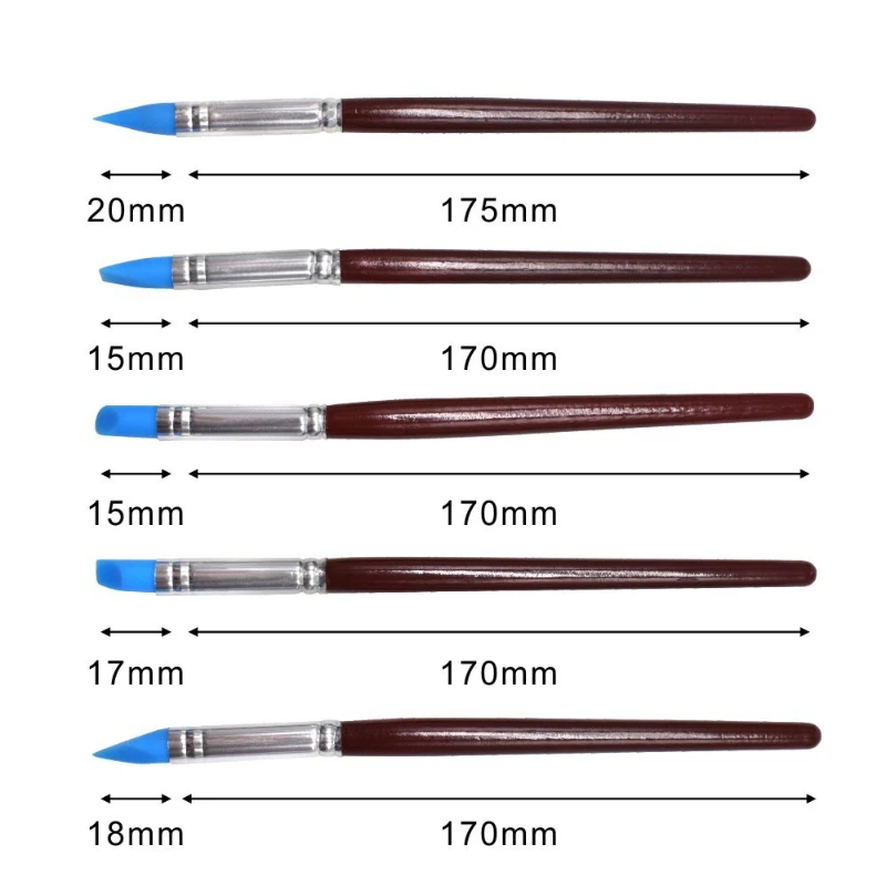 5Pcs/set Nail Art Pottery Clay Tools Carving Sculpture Sculpting Tools Cake Oils Engraving Rubber Craft Pen Brush Clay pottery tools clay tools clay accessory