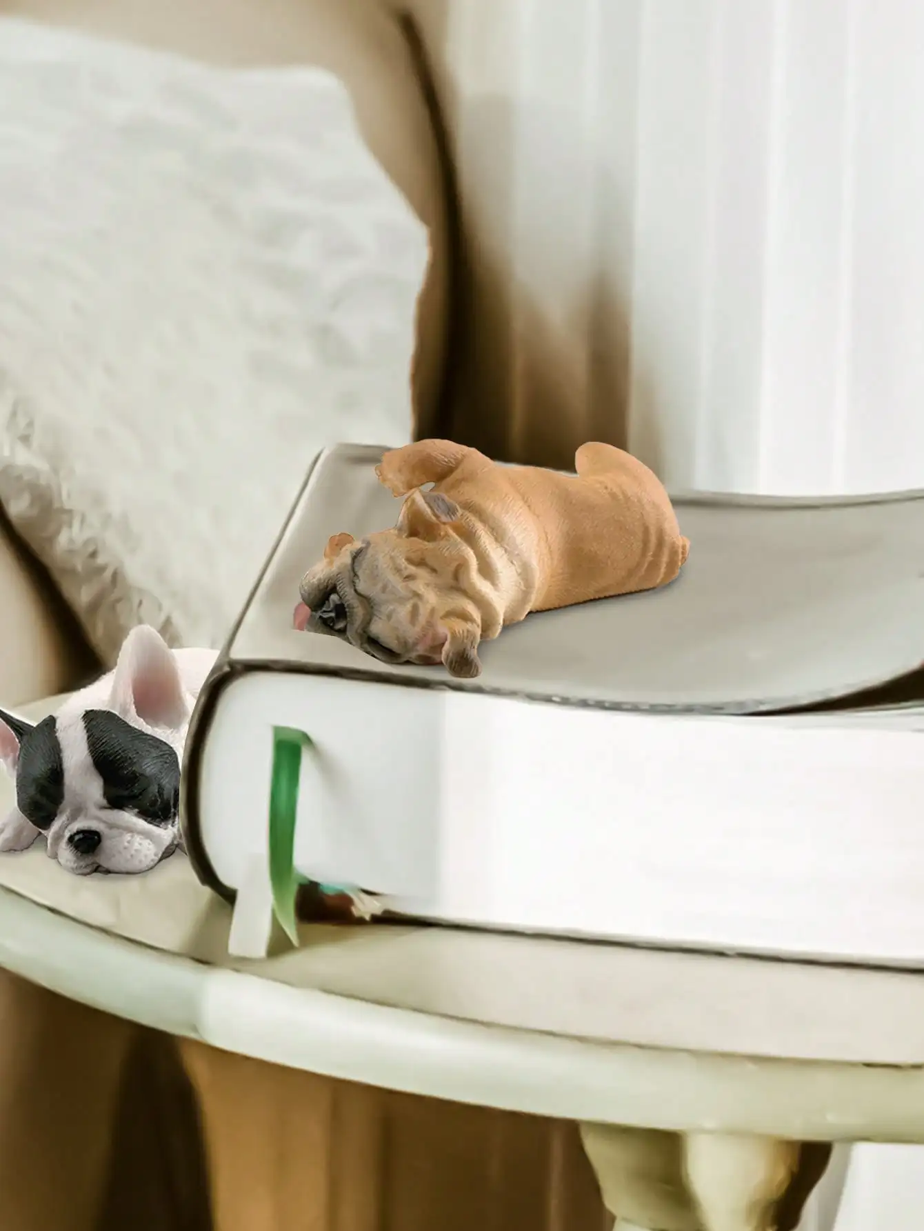 Sleepy French Bulldog Simulation Figurine - Desktop Ornament Collectible and Unique Birthday Gift