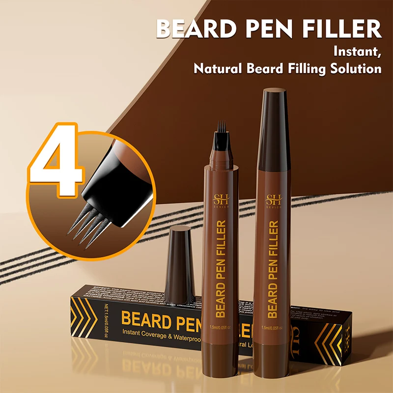 Waterproof Beard Pen Filler Men Moustache Coloring Pen Beard Coloring Filling Enhancer Black Fiber Hair Stuffing Tool