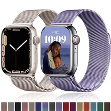 

Metal Milanese loop Strap For Apple watch band 7 45mm 44mm 40mm iWatch Series 42mm38mm stainless steel bracelet magnetic 3456 se
