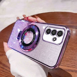 Glitter Plating Silicone Stand Holder Case for A32 4G (SFCXZJ Purple)