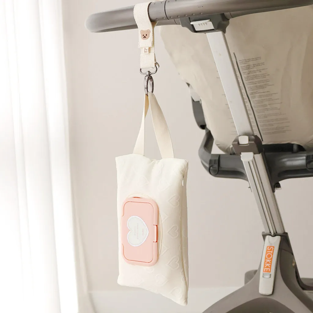 Baby Stroller Heart Wet Wipes Case Extraction Tissue Box Travel Car Portable Handheld Storage Bag Newborn Hanging Bag for Cart 6