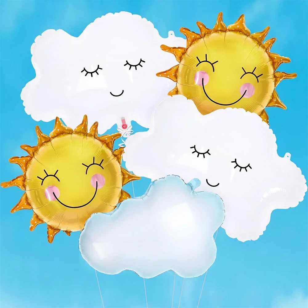5 Stück/Set Sonnen- und Wolkenballons Wetter-Folienballons Boho Sonnenschein Partydekoration für Sommer Geburtstag Zubehör