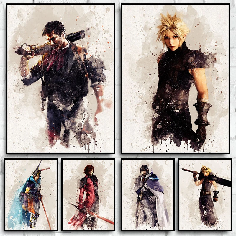 Final-Fantasy-Game-Characters-Poster-Abstract-Canvas-Painting-Prints ...