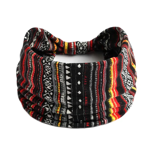 Summer Bohemian Bandanas Elastic Hair Bands Yoga Exercise Cotton Headband Women Headwear Print Vintage Cross Unisex Scrunchies 24