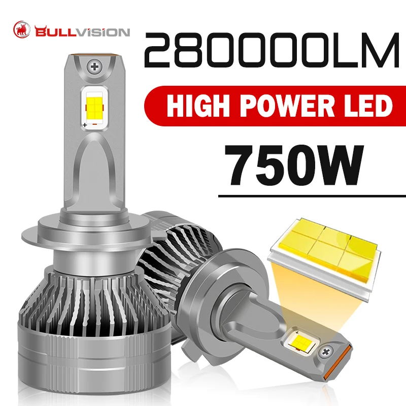 

750W 280000LM Canbus H7 Car LED Headlight Bulbs H4 led H8 H9 H11 H1 9005 HB3 9006 HB4 9012 HIR2 12V 1:1 Auto LED Lamp Fog Bulb