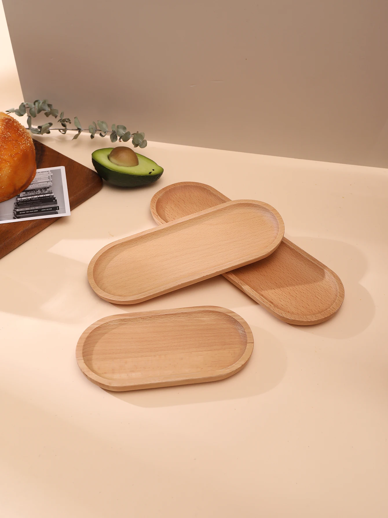 Wooden Serving Tray 1pc Japanese Style Solid Wood Dining Plate Dessert Display Sushi Tray Storage
