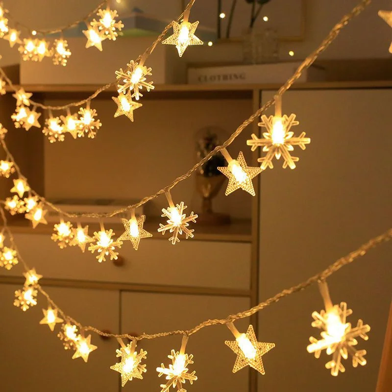 

3M Christmas Fairy Light Snowflake LED String Light Garland Decoration for Home Xmas Santa Claus Gifts New Year Ornament Navidad