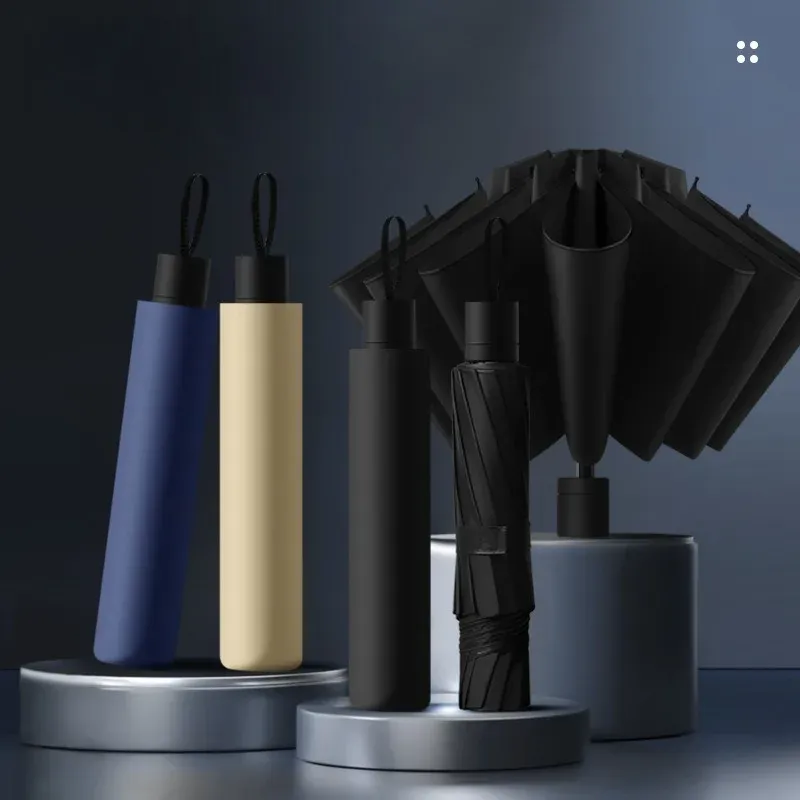 Manual Folding Umbrella 12 Rib Windproof Compact Umbrella  UV Protection Rainproof Large Canopy with Custom Area