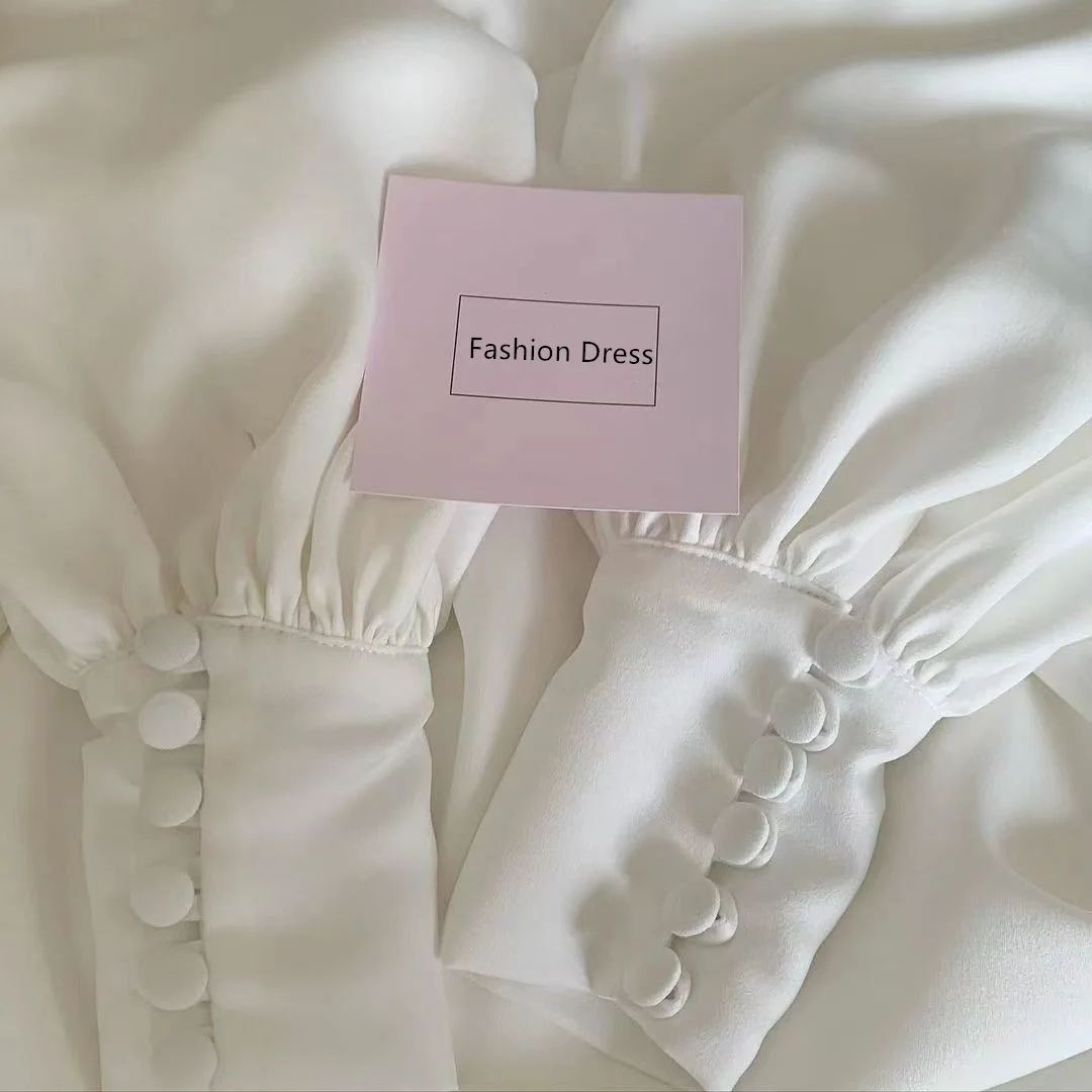 Ramadan Eid Dubai Abaya Turkey Muslim Fashion Chiffon Autumn Long Dress Women Islam Clothing White Women Elegant Vestidos Robe