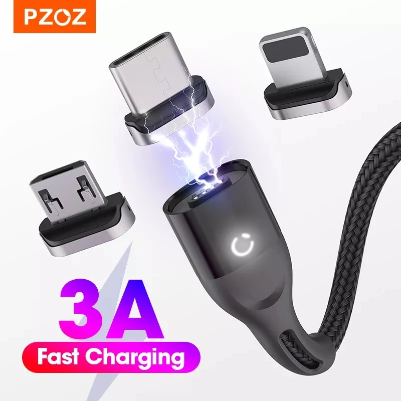 PZOZ Magnetic Cable Micro USB C Fast Charging Adapter Microusb Magnet Type C Mobile Phone Cable Data Charger For iPhone 12 Pro