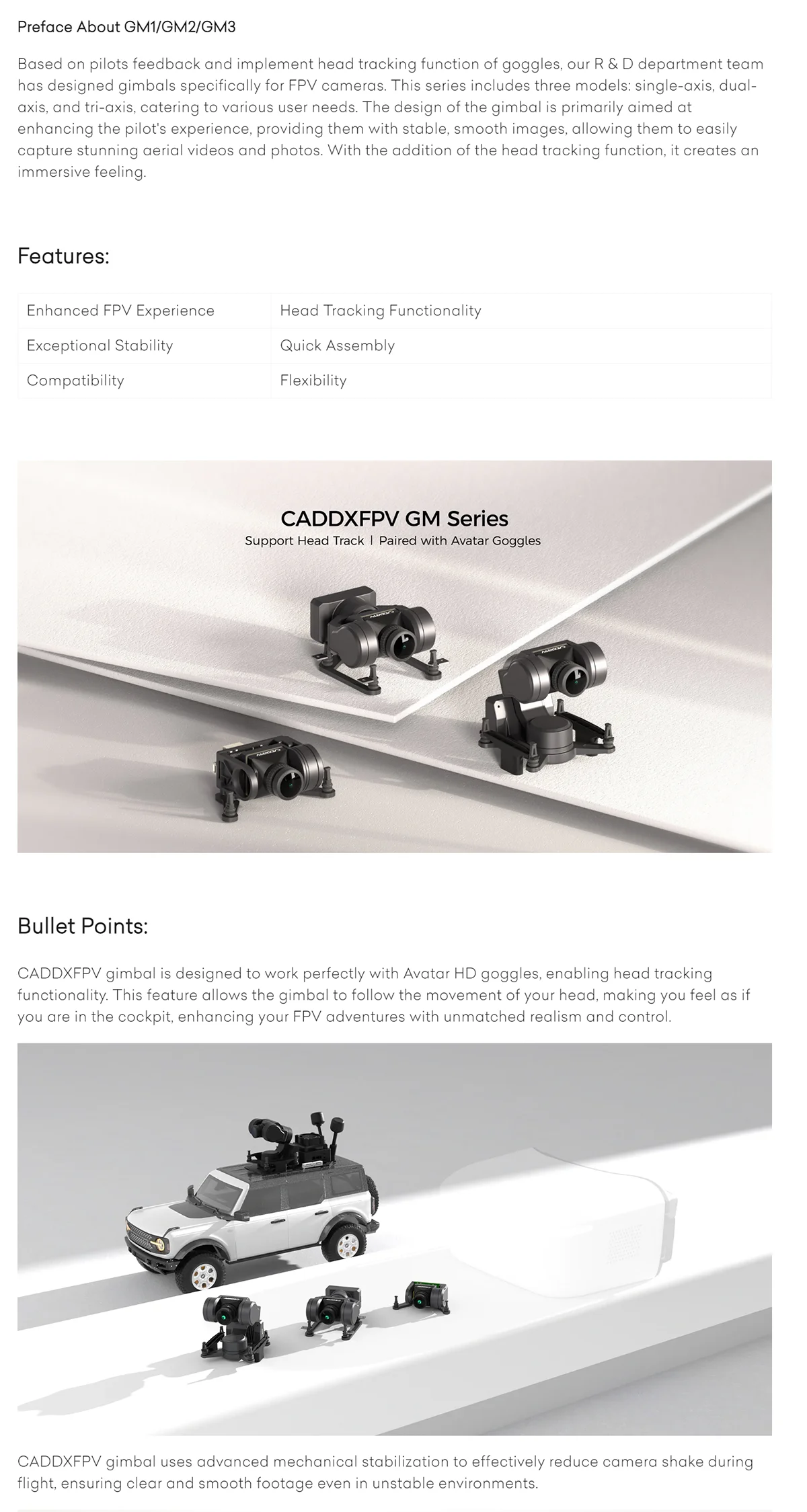 CADDXFPV GM Series FPV Gimbal for 19mm FPV Camera GM1 GM2 GM3 (No Camera) Head Track Avatar HD Goggles for RC FPV Wing RC car