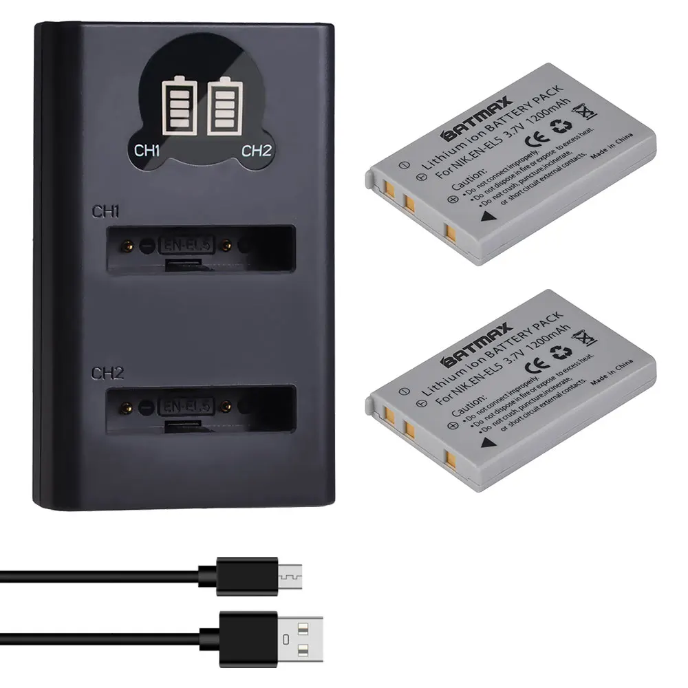 2 Baterías EN-EL5 Recargables HOSAN 1500mAh + Cargador USB Para Nikon Coolpix P80, P100, P500 2 Baterías EN-EL5 Recargables HOSAN 1500mAh + Cargador USB Para Nikon Coolpix P80, P100, P500
