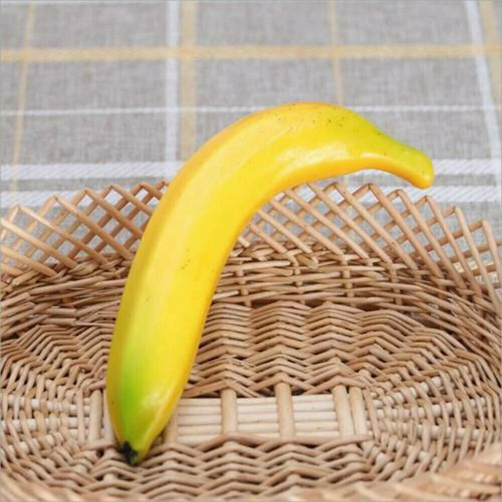 Artificial Bananas Decorative Plastic Fake Fruit Realistic Display Yellow 19.5*3.5cm Decorative Fruit & Vegetables artificial fruits and vegetables 2pcs 20cm
