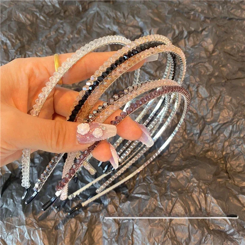Cute High-level Crystal Bezel Headwear for Women Girls Headband Kwali Hairbands Hoop for Wedding Holiday Party Hair Accessories