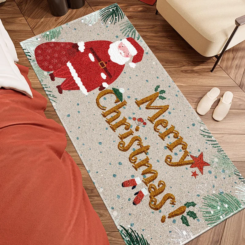 

Merry Christmas Carpets for Living Room Home Decor Sofa Table Area Rugs Bedroom Bedside Soft Foot Pad Non-slip Entrance Door Mat