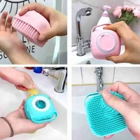 Bath Brush With Hook Soft Silicone Baby Showers Cleaning Mud Dirt Remover Massage Back Scrub Showers Bubble Non-toxic Brushes 2