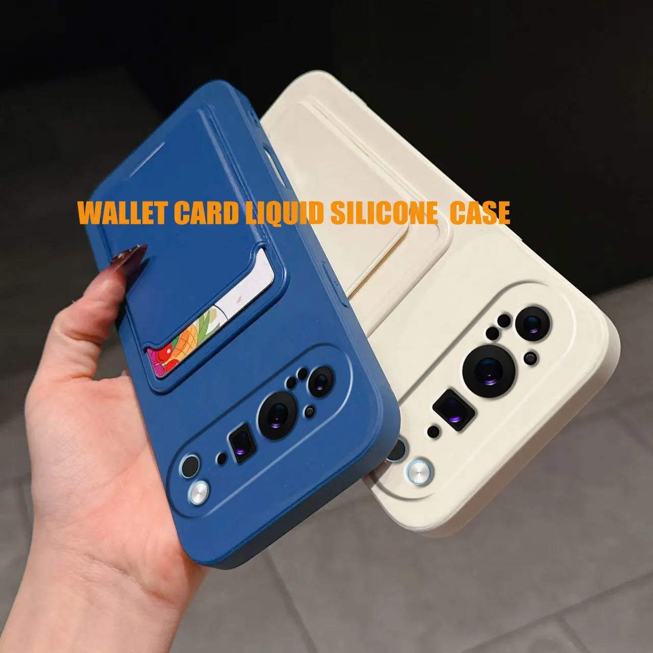 Liquid Silicone Card Holder Shockproof Phone Case with Back Pocket Wallet for Google Pixel 9 Pro XL