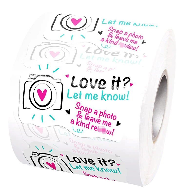 Love It Let Me Know Stickers 500pcs 1.6inch Thank You Cute Camera Design Bakeries Handmade Small Business