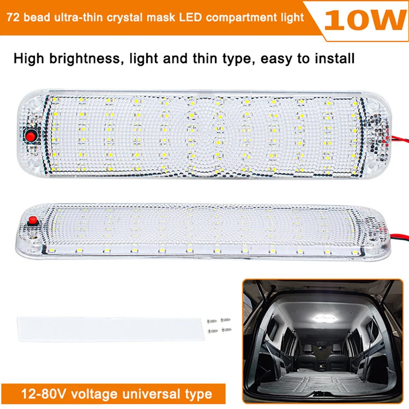 72 LED Panel Light Car Interior Reading Lamp High Brightness Cabin Lights For Van Truck RV Boat Camper Lights Strip 12V-24V 5pcs blue led 12v 24v marine rocker button switch spst 5p on off car boat truck light narva carling arb style auto camper parts